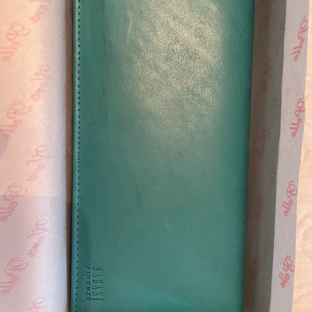 Teal leather bi-fold Sabani Firenze wallet